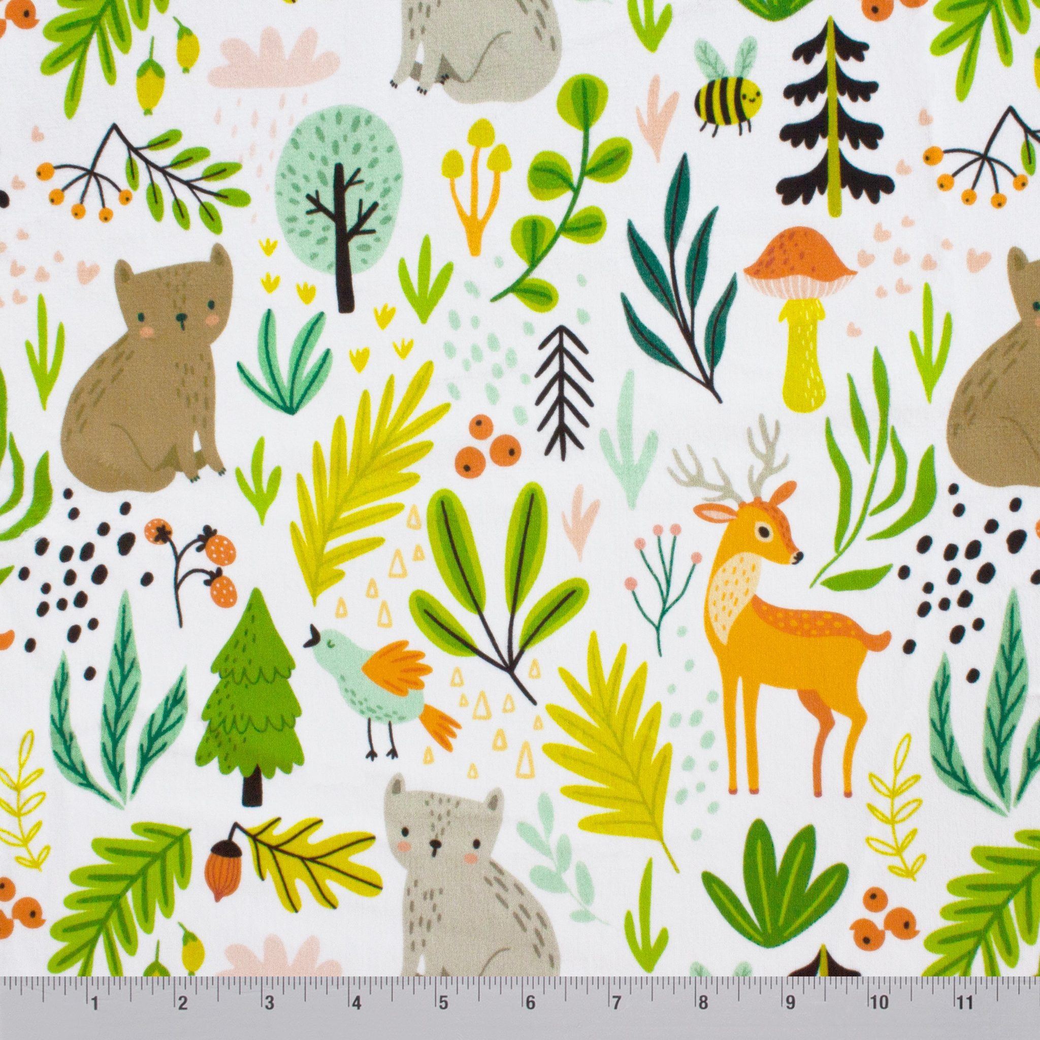Frolicking Forest Friends minky fabric, folded yardage
