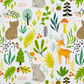 Frolicking Forest Friends woodland critter minky fabric, swatch