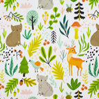 Frolicking Forest Friends woodland critter minky fabric, swatch