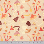 Mushroom Medley fungi print minky fabric, folded