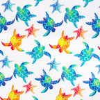 Small Sea Stars and Turtles minky fabric, fabric draped