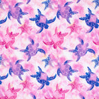 Small Tie-Dye Sea Stars and Turtles minky fabric, folded yardage