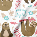Born to be mild sloth minky fabric, full print