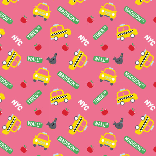 City Life Toss printed minky fabric, full width swatch