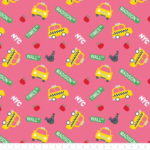 City Life Toss minky fabric, close-up of city graphics print