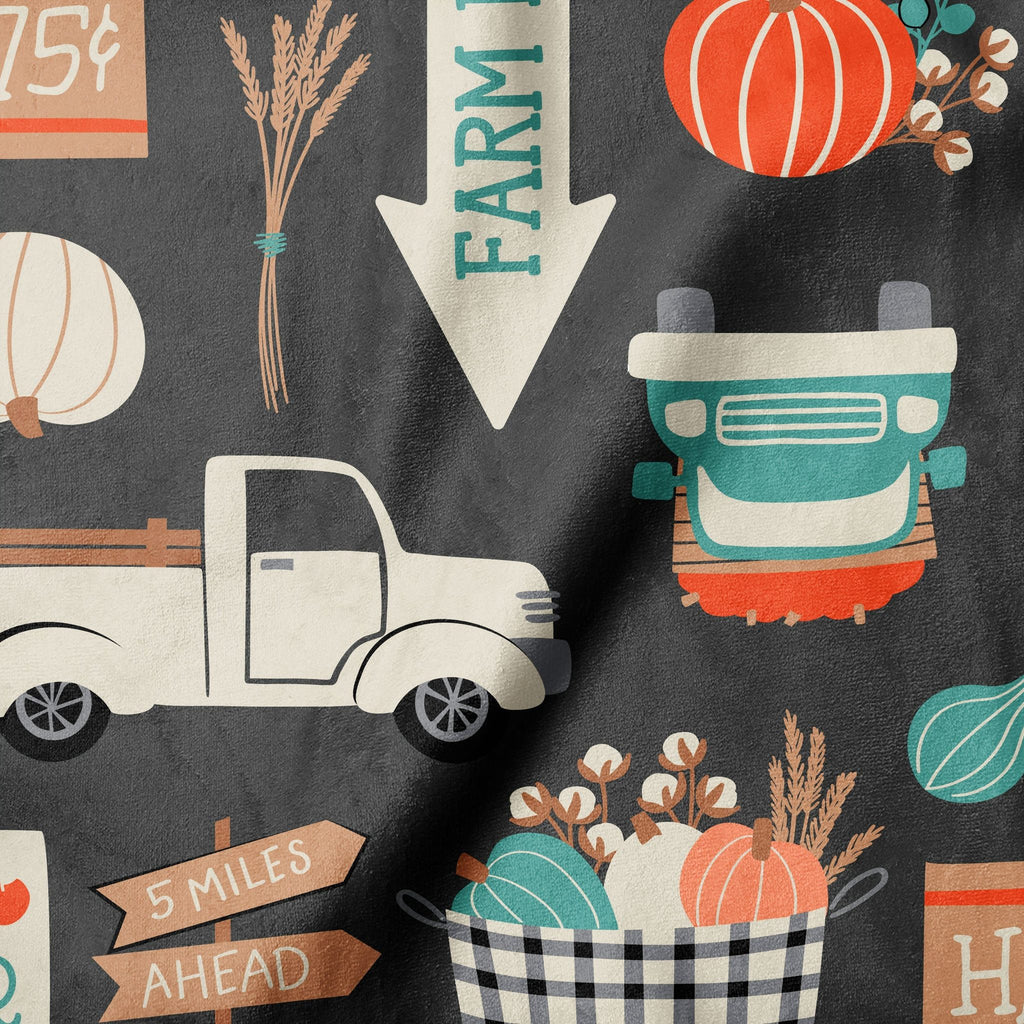 Pumpkin Patch fall minky fabric, pattern detail