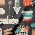Pumpkin Patch fall minky fabric, pattern detail