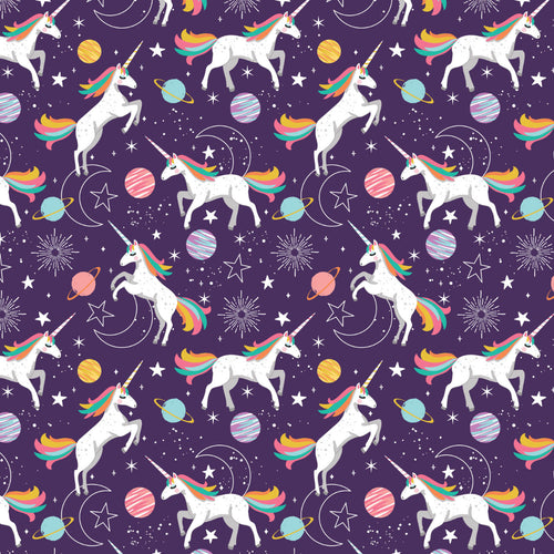 Celestial Unicorns galaxy print minky fabric, swatch