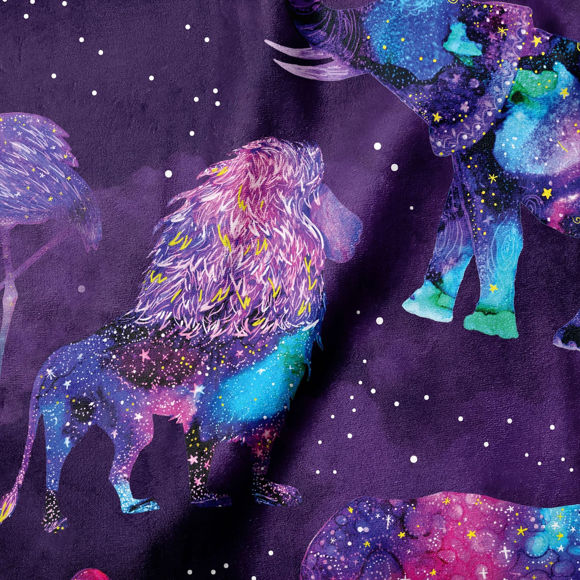 Safari Dreams minky fabric, purple and magenta pile detail
