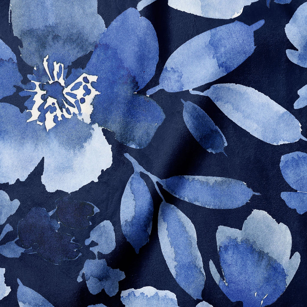Classic Blue Floral minky fabric, folded yardage