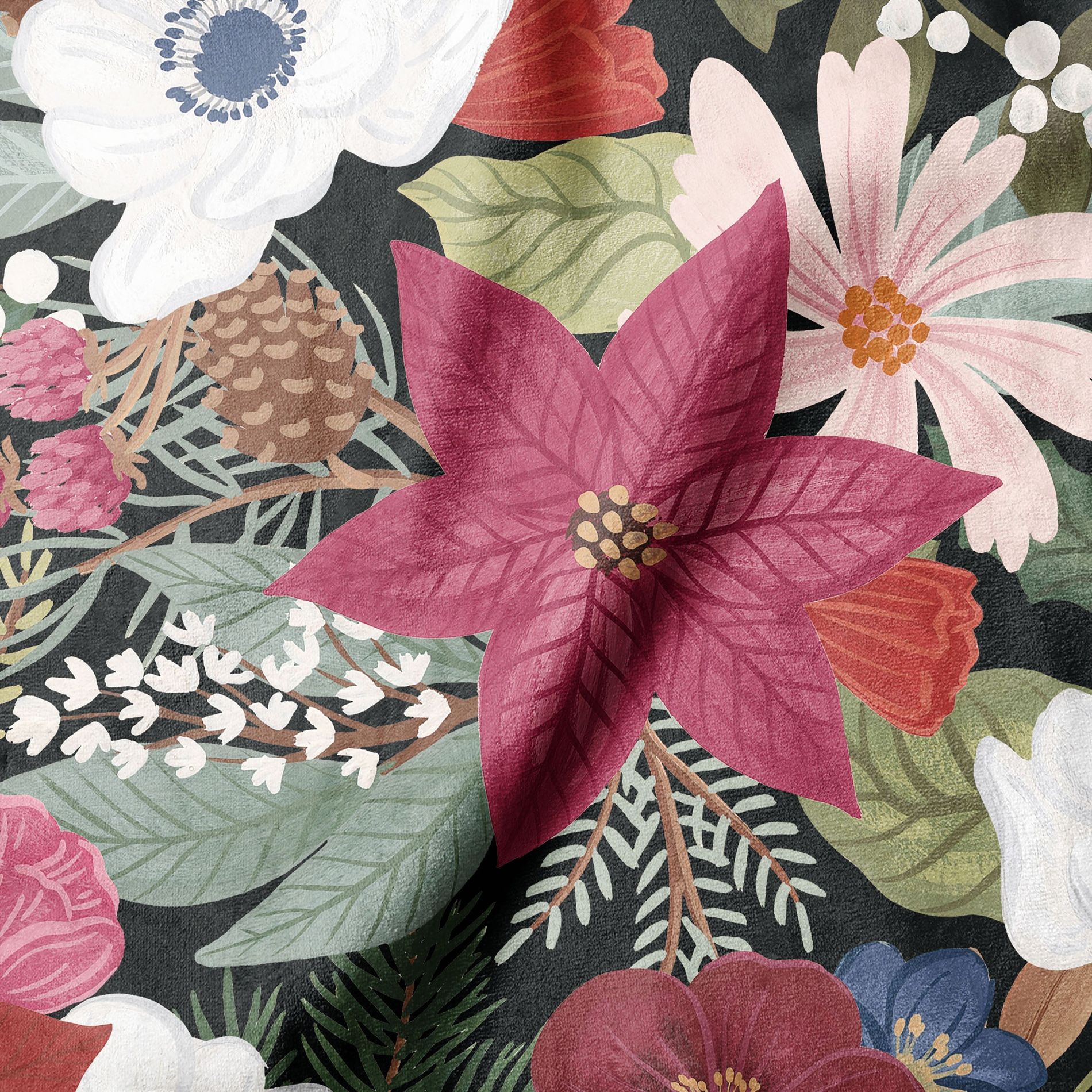 Frosted Florals minky fabric, folded yardage