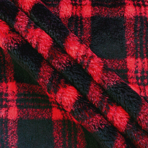 Christmas plaid snuggle minky, close-up of plaid print