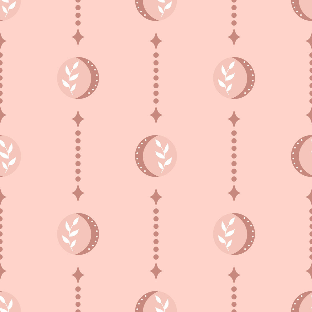 Crescent Diamonds minky fabric, peach colorway showing diamond and crescent pattern
