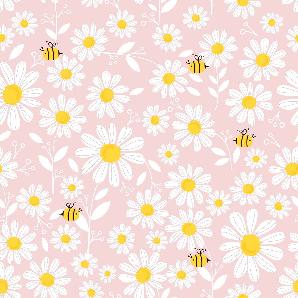 Blissful bees daisy minky fabric, swatch