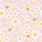 Blissful bees daisy minky fabric, swatch