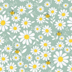 Blissful bees daisy minky fabric, close-up