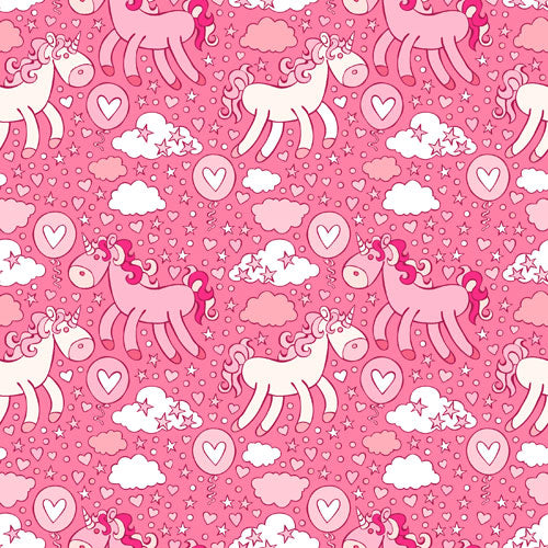 Lovestruck Unicorns pink minky fabric, swatch