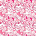 Lovestruck Unicorns pink minky fabric, close-up