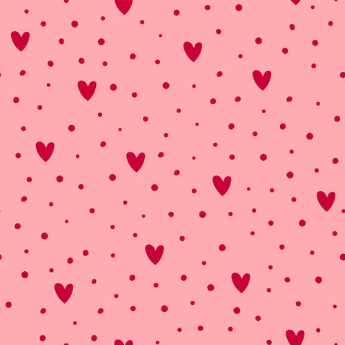 Hearts Speckle gnomes in love minky fabric, print swatch