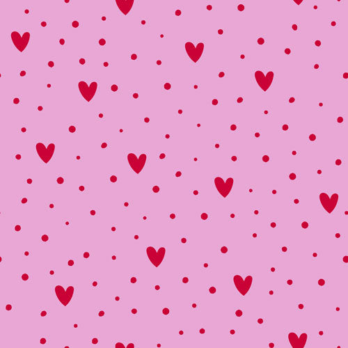 Hearts Speckle gnomes in love minky fabric, close-up of plush pile