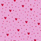 Hearts Speckle gnomes in love minky fabric, close-up of plush pile
