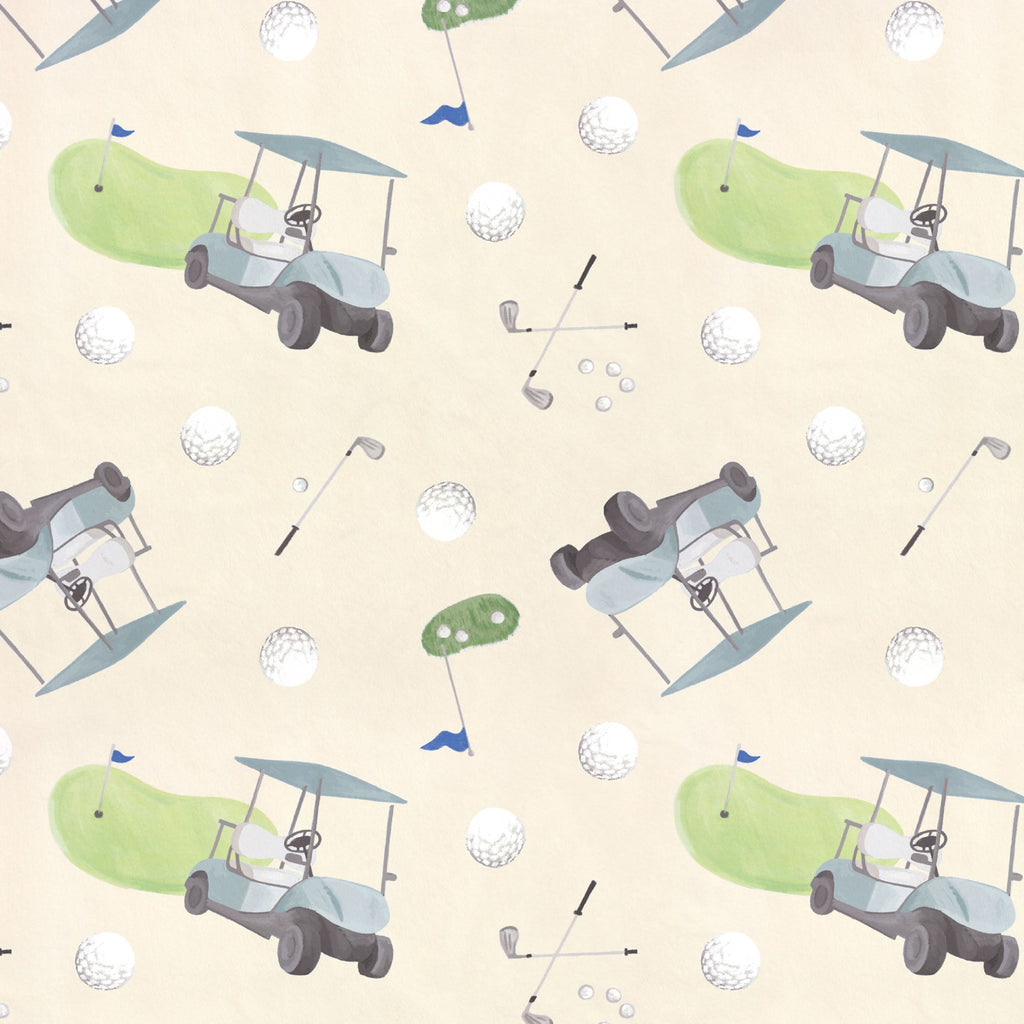On The Golf Course sporty print minky fabric, folded yardage