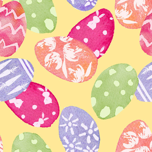 Hoppy Easter Eggs minky fabric, close-up of egg hunt design