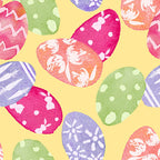 Hoppy Easter Eggs minky fabric, close-up of egg hunt design