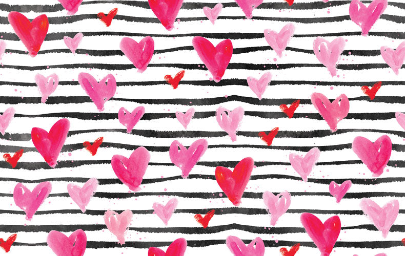 Love Frenzy minky fabric, painted hearts print, swatch