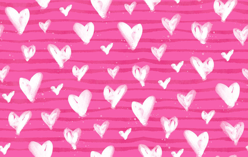 Love Frenzy minky fabric, hearts and X's and O's, close-up