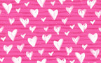 Love Frenzy minky fabric, hearts and X's and O's, close-up