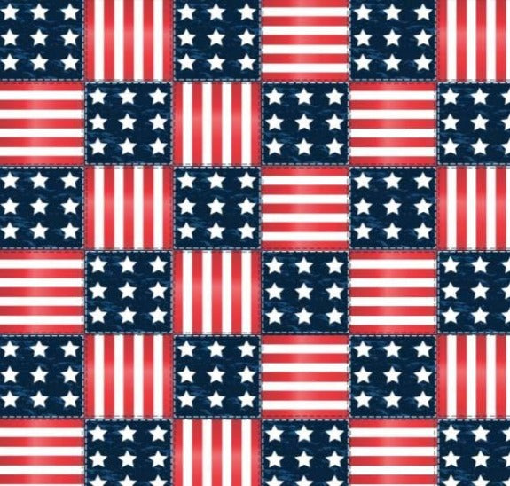 Freedom Rings patchwork minky fabric, bolt