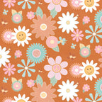 Feeling Groovy peace sign minky fabric, pattern detail