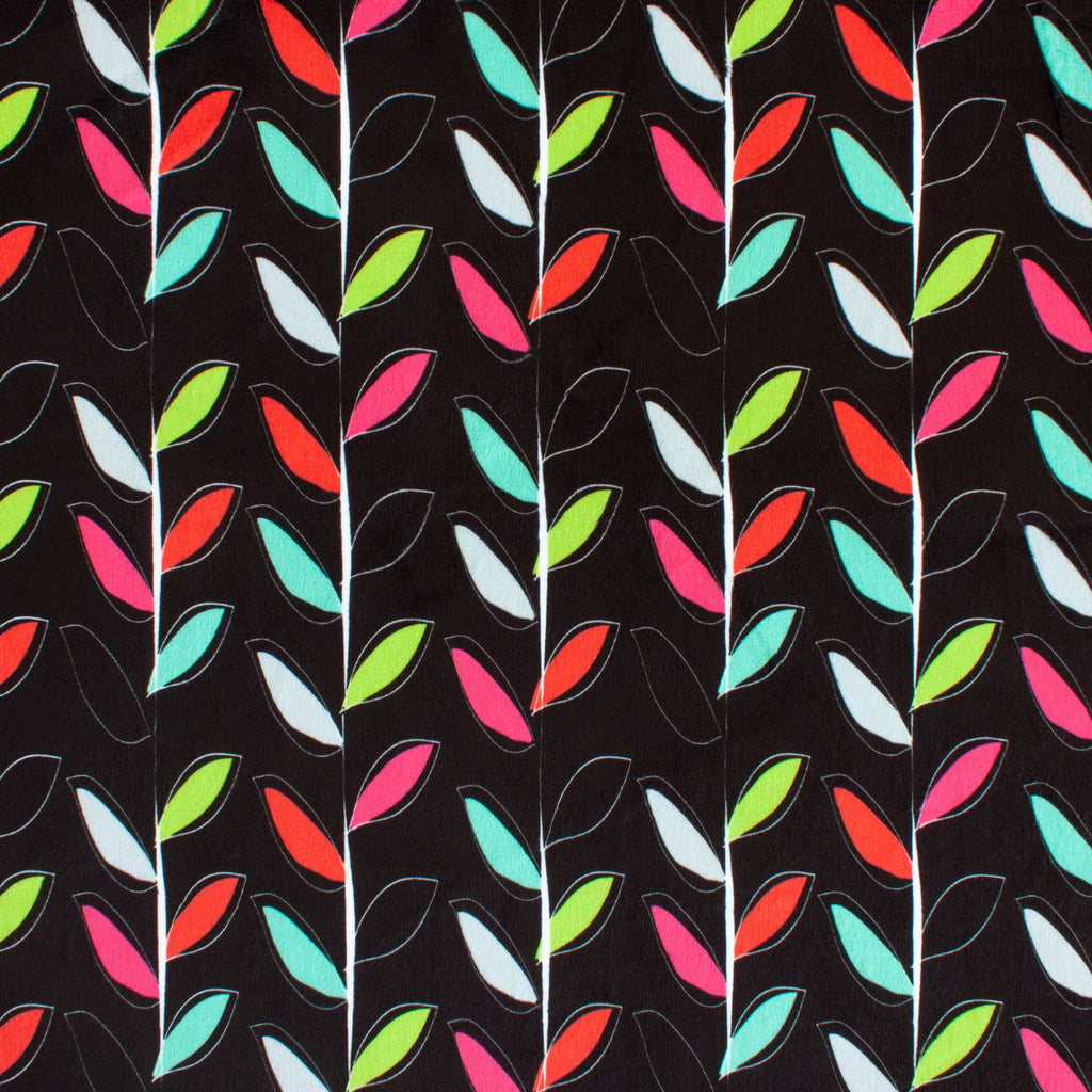 Groovy Leaves minky fabric, draped