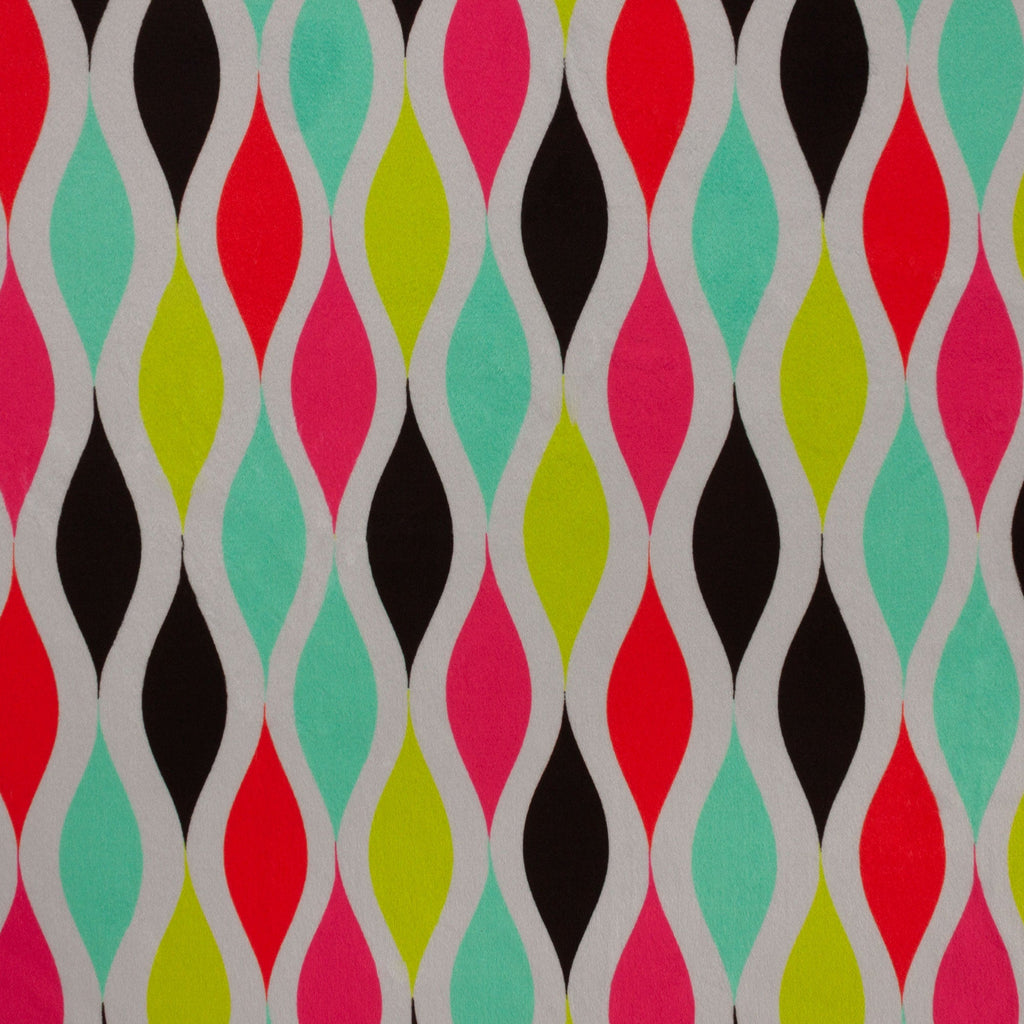 Groovy Goodness geometric minky fabric, draped