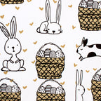 Follow The Bunny Easter print minky fabric, draped