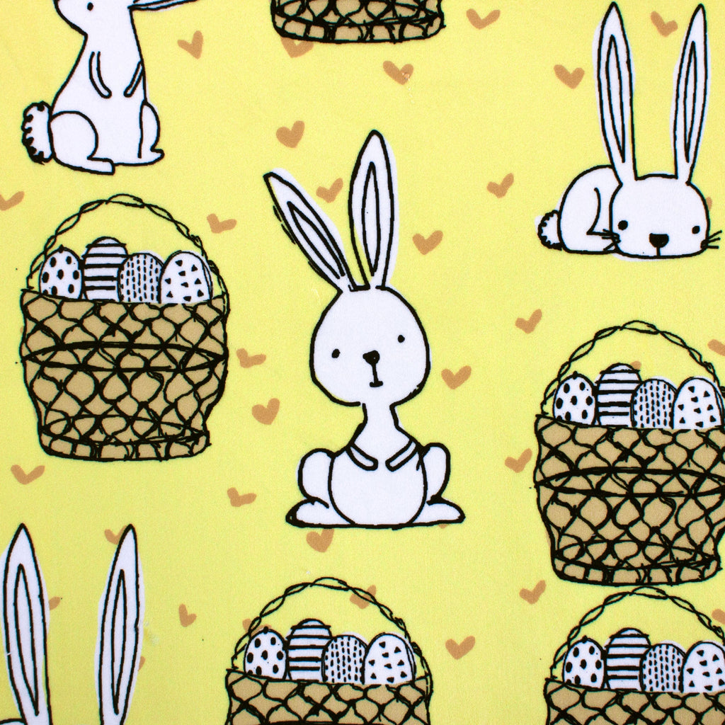 Follow The Bunny Easter print minky fabric, folded