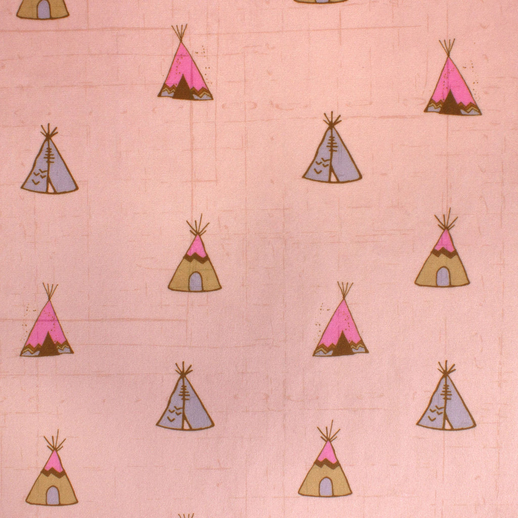Campgrounds teepee minky fabric, print detail
