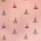 Campgrounds teepee minky fabric, print detail