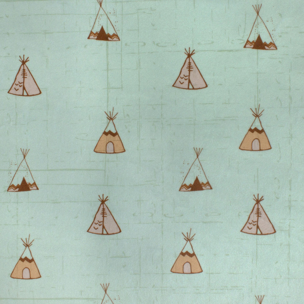 Campgrounds teepee minky fabric, soft texture detail