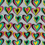 Love Chain minky fabric, heart print detail, close-up
