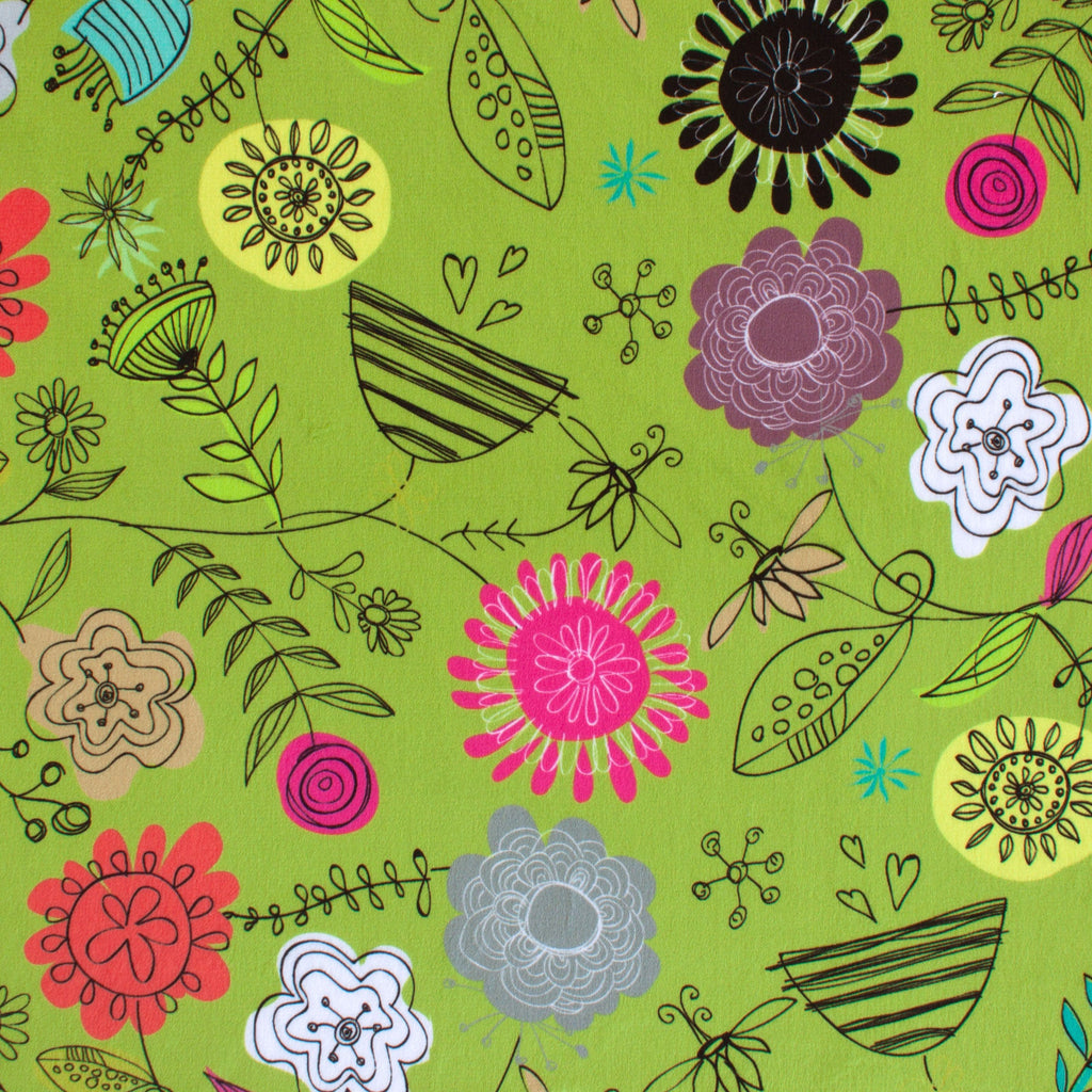 Spring Bonanza minky fabric, folded drape