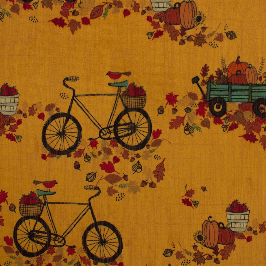 Autumn Bicycle Ride minky fabric, texture detail