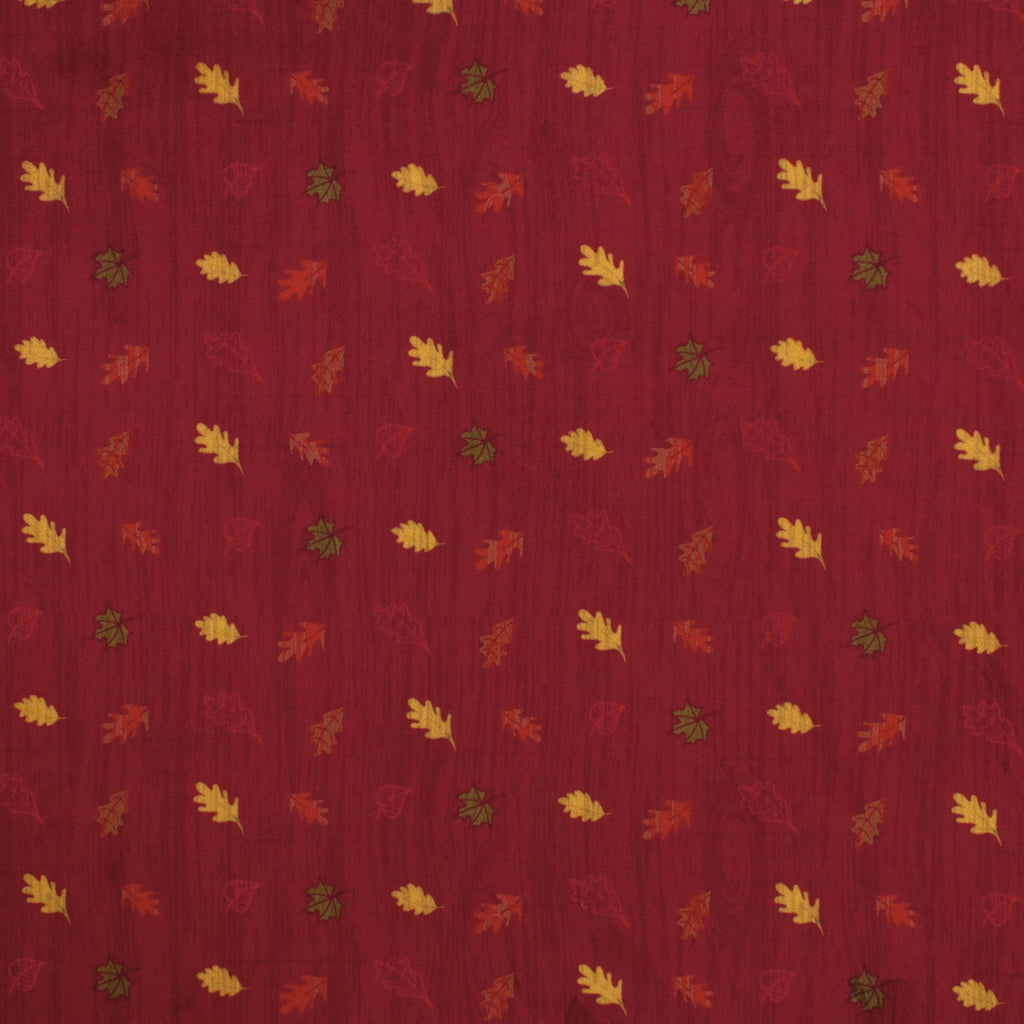 Falling Autumn Leaves minky fabric, red and yellow print detail