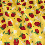Strawberry-licious floral strawberry minky fabric detail
