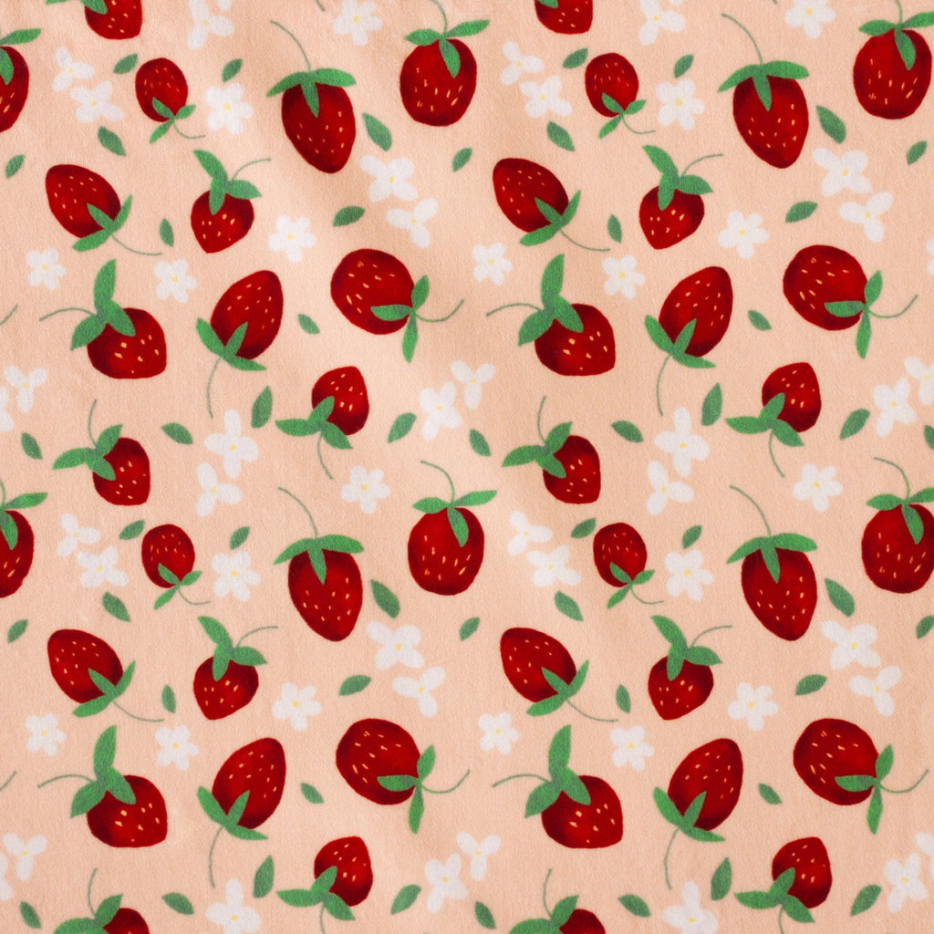 Strawberry-licious minky fabric draped fold
