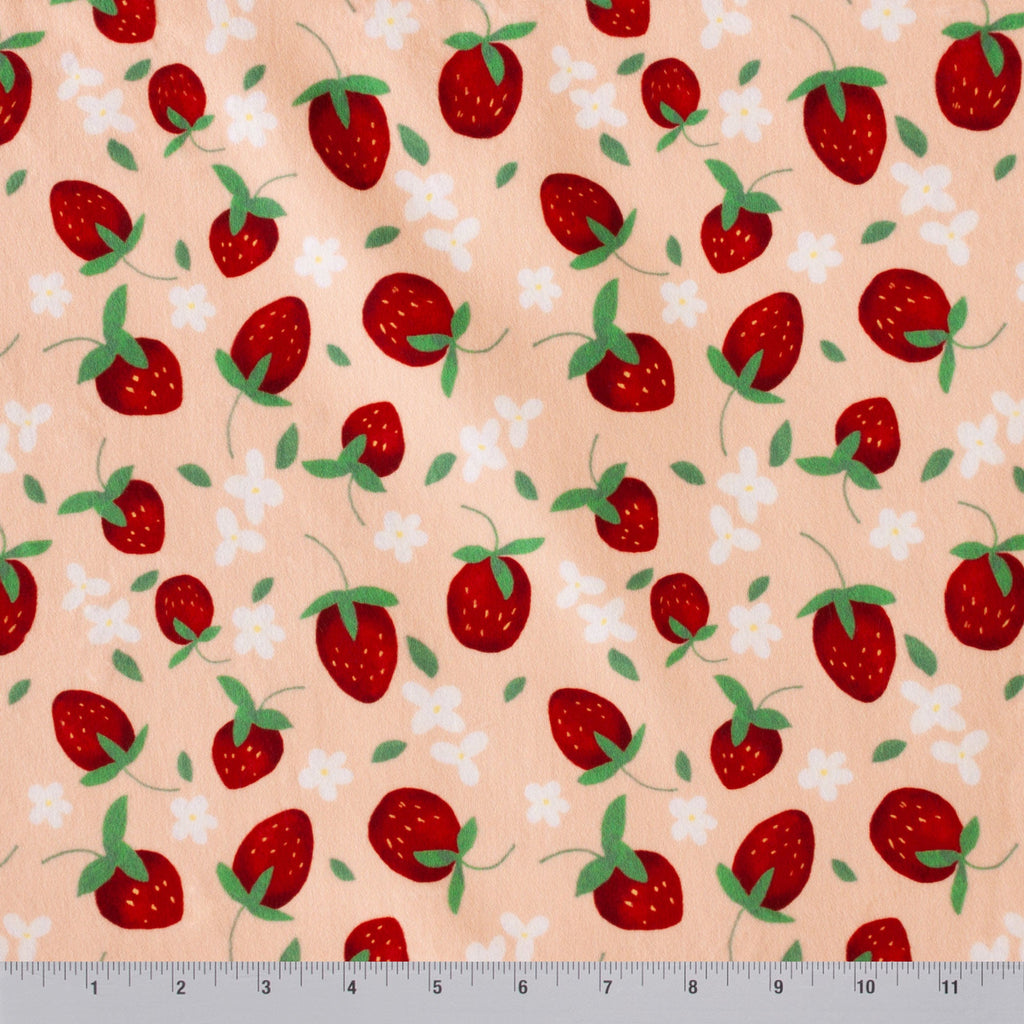 Strawberry-licious minky fabric pile texture close-up