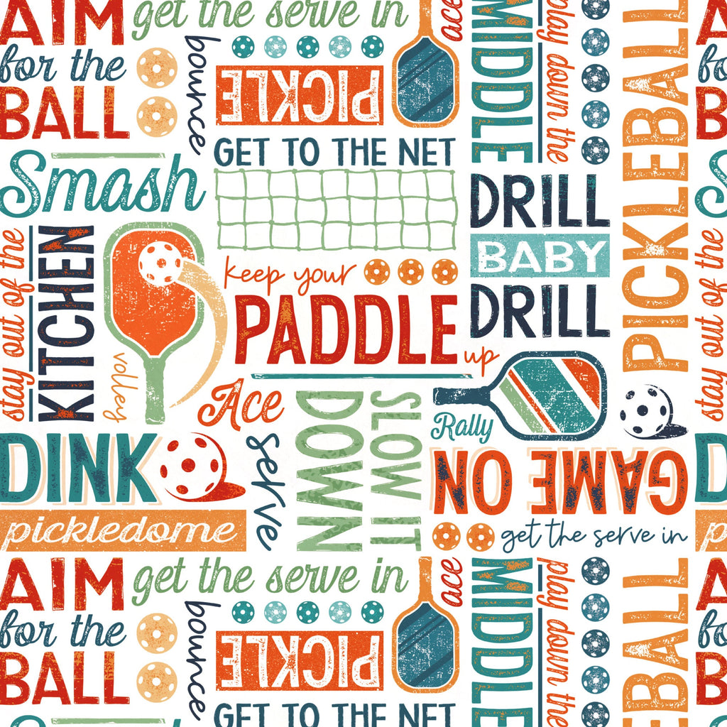 Pickleball Rally minky fabric, pattern detail