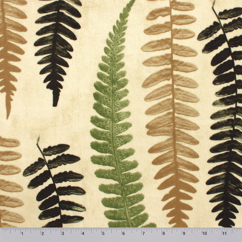Carara minky fabric, fern print close-up