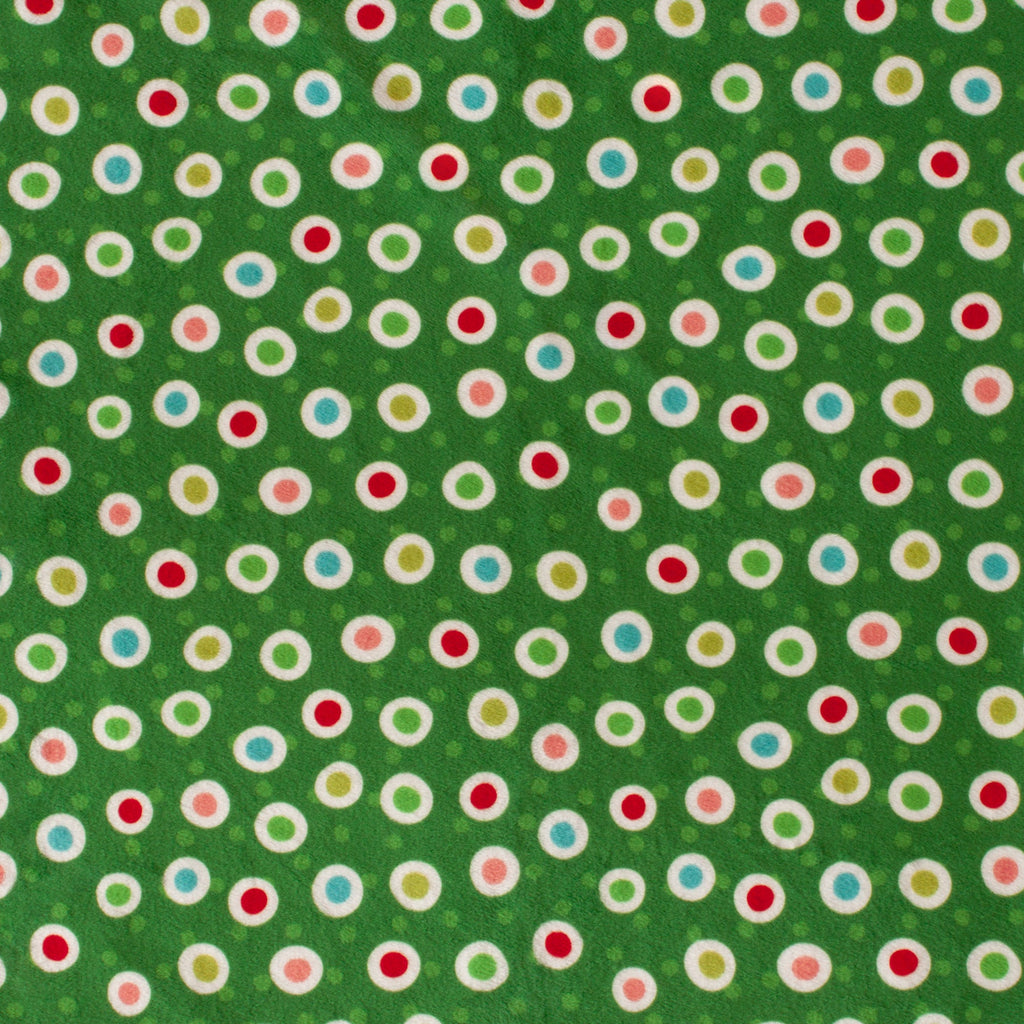 Holiday Polka Dots minky fabric, dot pattern detail